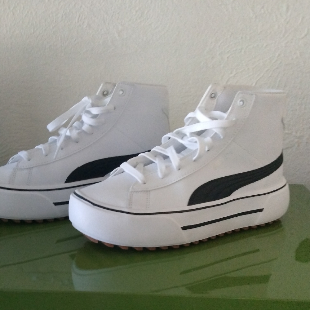Puma White and Black Platform Sneakers